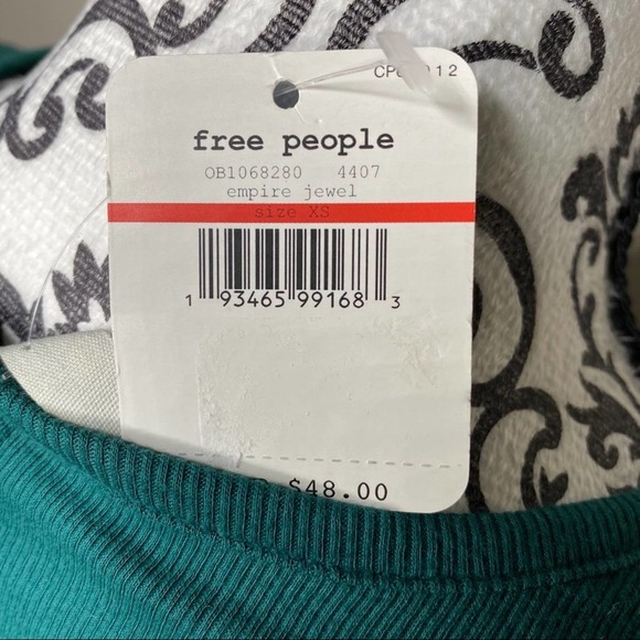Free People Hey Lady Ribbed Teal Puffy Sleeve Long Sleeve Top *. Cowgirl country - Picture 8 of 10